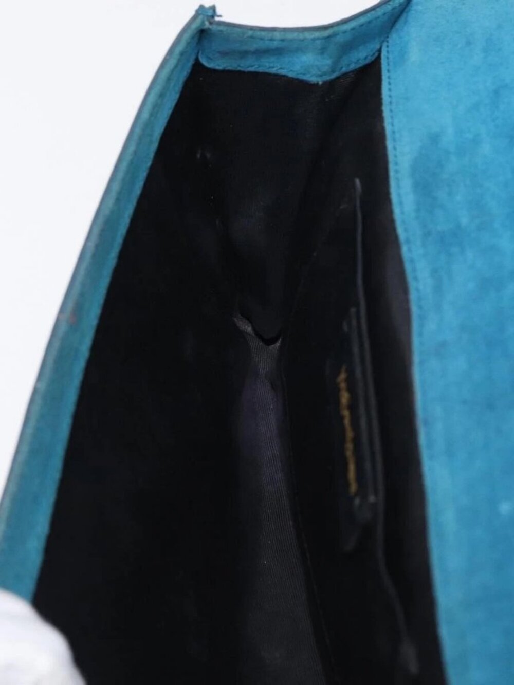 SAINT LAURENT Y Line Clutch Bag Patent leather Green Gold Auth 163062 - Picture 11 of 16